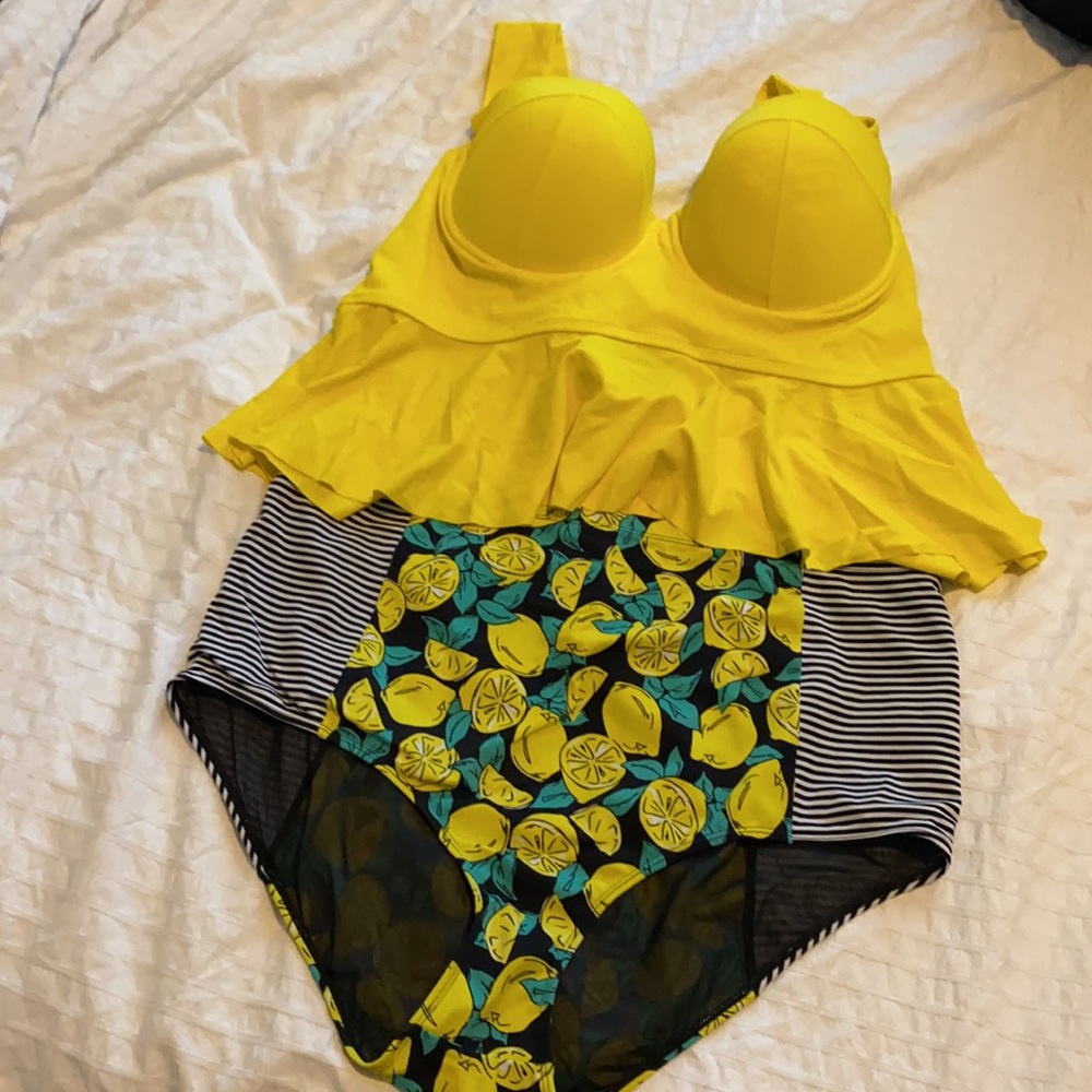Yellow and lemon high waisted swimsuit